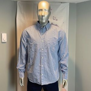 Gap 100% Cotton Button Down Collar Multi Check Blue Shirt Size L